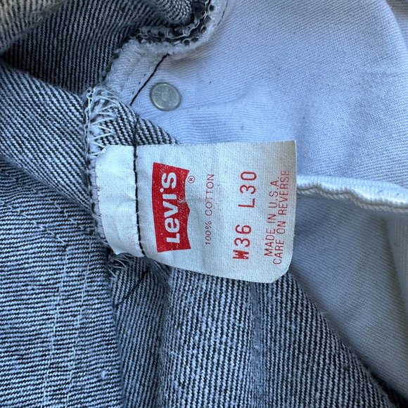 Vintage 1980s Levis 501 Straight Leg Black Denim Jeans 36x30 - Picture 2 of 7